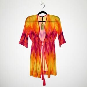 NWT Dolcessa Tie Dye Swim Cover Up Women's Pink Orange Size Small
